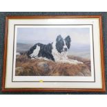 After John Trickett. Limited edition signed print of a dog, 24/380, framed and glazed.