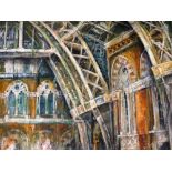 Doreen Hunt (British, b.1938). St Pancras Station interior, mixed media, signed, 48cm x 64cm.