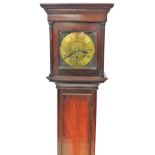 A mahogany cased grandmother clock, the circular brass dial with spandrels, chapter ring bearing Rom