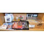 A JVC cassette recorder, HR/J27OEK, boxed, various unframed prints, photographs bearing signatures,