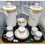 A Wedgwood Marguerite pattern part coffee service, comprising two coffee pots, coffee cans and sauce