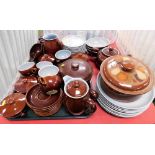 A quantity of Denby stoneware part tea and dinner wares, to include cups and saucers, dinner plates,