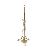 A Victorian Art Nouveau brass telescopic standard lamp, 164cm high.