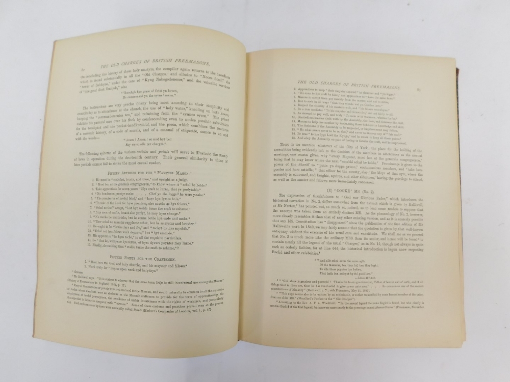 Gould. History of Freemasonry, volumes 1, 2 & 3, leather bound and gilt tooled casing, dated 1883. - Image 4 of 4