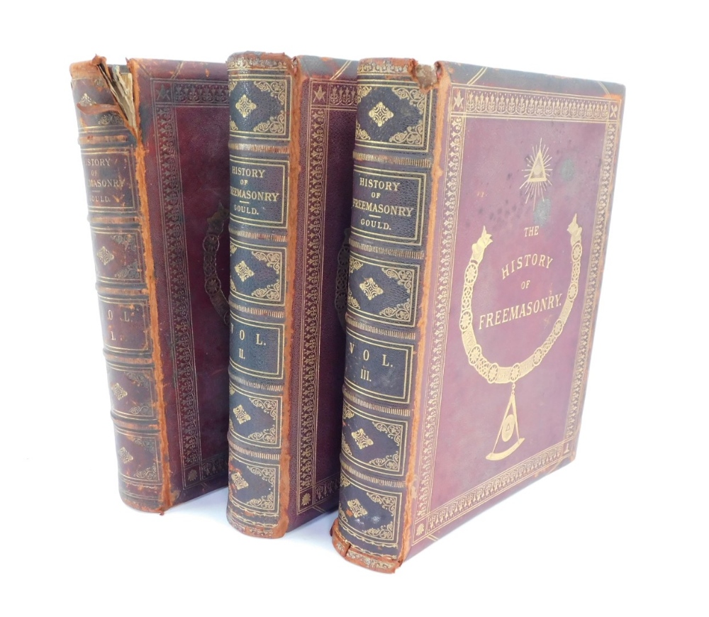 Gould. History of Freemasonry, volumes 1, 2 & 3, leather bound and gilt tooled casing, dated 1883.