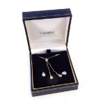 A H.Samuel 9ct white gold and cz set jewellery set, comprising necklace and earrings, the necklace w