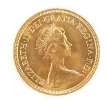 An Elizabeth II gold full sovereign, dated 1981.