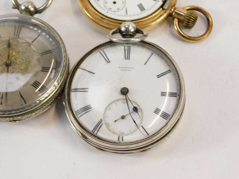 Three pocket watches, comprising an AWW & Co Waltham Mass gold plated lady's hunting cased pocket wa - Image 2 of 7