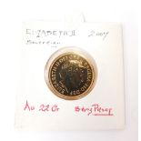 An Elizabeth II full gold sovereign, dated 2007.