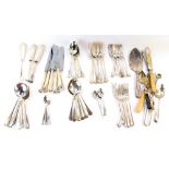 A group of A1 silver plated cutlery, the six piece settings comprising table forks, starter forks, s