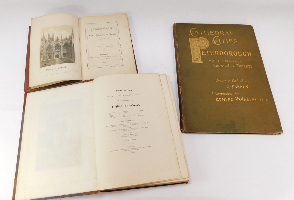 Three mid 19thC books, comprising Thomas Craddock, Peterborough Cathedral, dated 9M 1844, John Brita