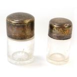 A Victorian cut glass smelling salts jar, with stopper, the silver mount and hinged lid monogram eng