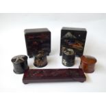 Japanese and Chinese lacquer boxes, tray, etc. (2 trays)
