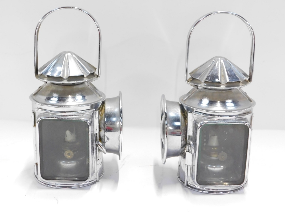 A pair of Griffiths & Son of Bradford Street Birmingham lanterns, in a chrome outer casing, 25cm hig - Image 2 of 4