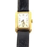 A J.W. Benson of London gent's 9ct gold cased wristwatch, with a rectangular watch head and with sil