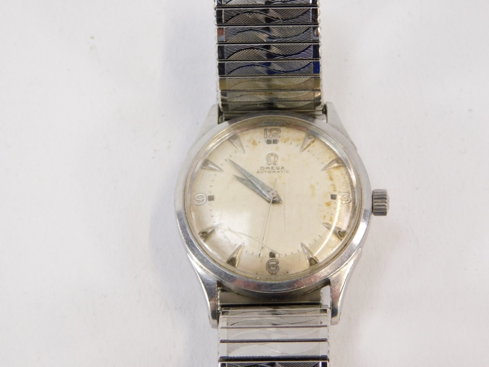 A 1950s gent's Omega automatic wristwatch, with silver colour dial, automatic movement, inscribed R - Image 2 of 3