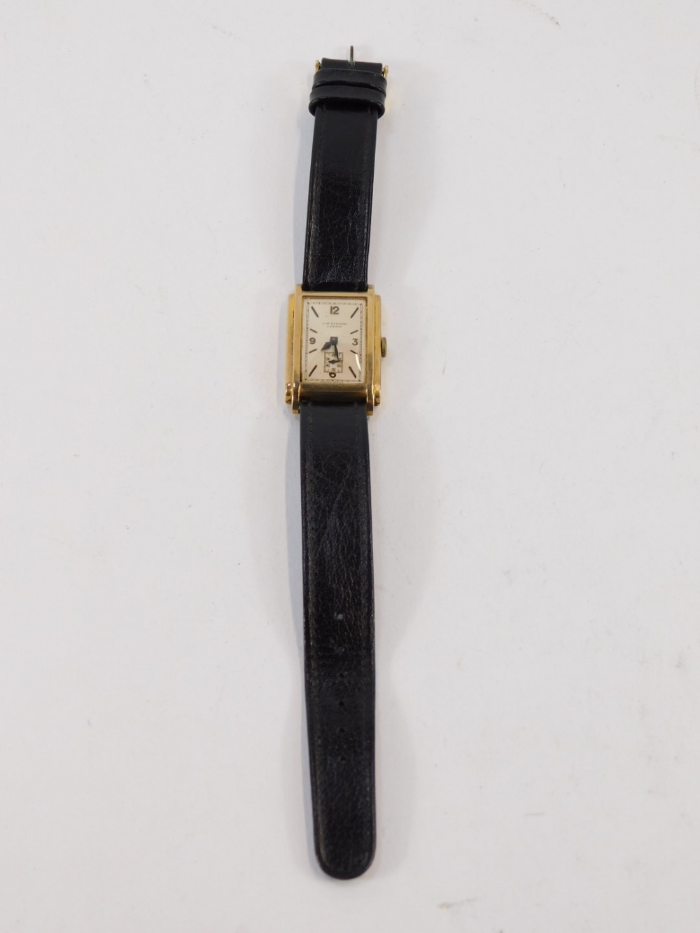 A J.W. Benson of London gent's 9ct gold cased wristwatch, with a rectangular watch head and with sil - Image 3 of 3