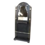 An Art Deco style black painted coat stand, with applied chrome hooks and bar and central boxed sect