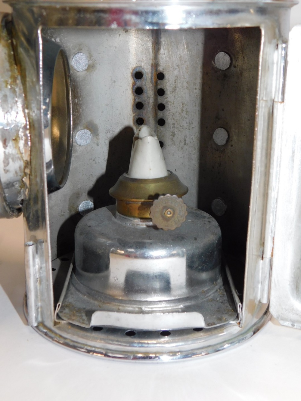 A pair of Griffiths & Son of Bradford Street Birmingham lanterns, in a chrome outer casing, 25cm hig - Image 3 of 4