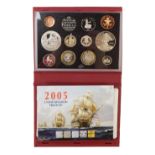 A United Kingdom 2005 proof coin set, boxed.