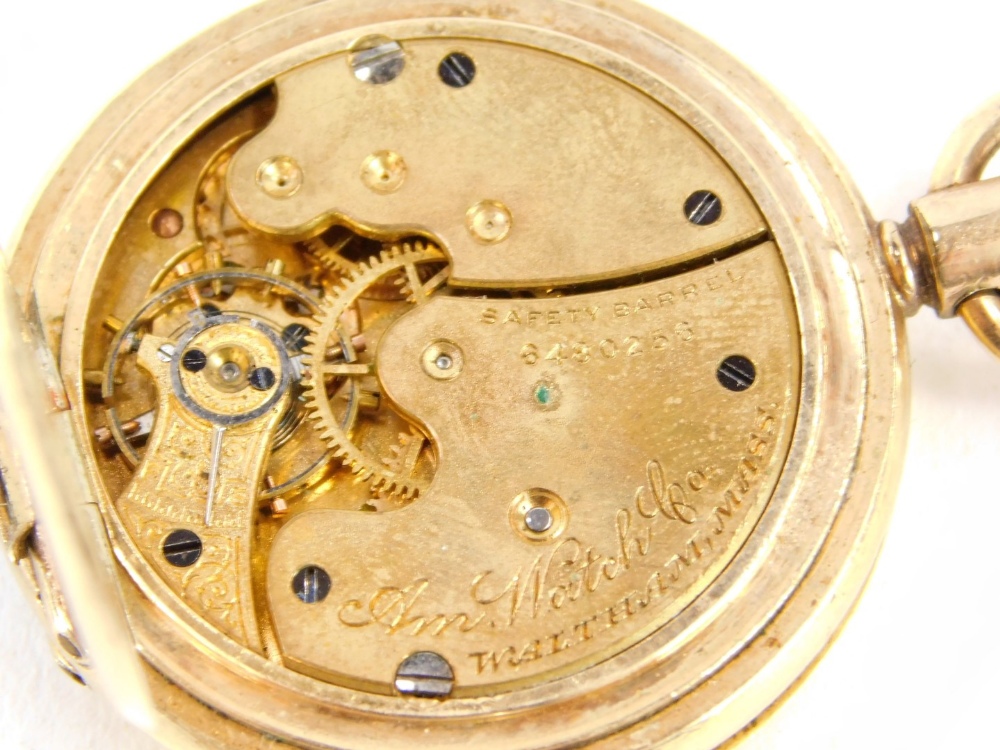 Three pocket watches, comprising an AWW & Co Waltham Mass gold plated lady's hunting cased pocket wa - Image 7 of 7
