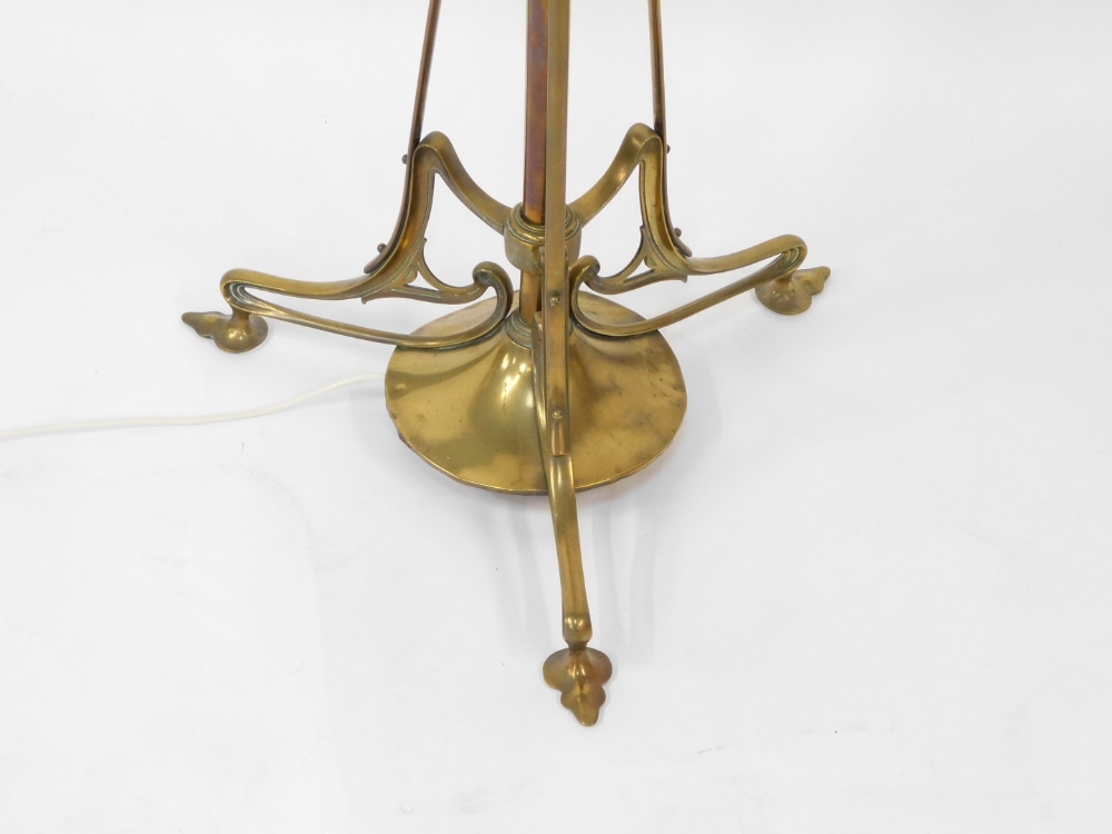 A Victorian Art Nouveau brass telescopic standard lamp, 164cm high. - Image 2 of 3