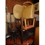 Household effects, including oak stool, tea trolley, carved table, etc. (5)