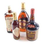 Various alcohol, a bottle of Ballatines Finest Scotch Whisky, Galyva Liqueur, Tia Maria, and a bottl