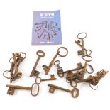 Various antique iron keys, some of large proportion, etc., to include 15cm wide, etc and a reference