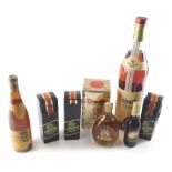 Various alcohol, an enlarged bottle of Asbach Uralt, boxed bottle of Dimple Scotch whisky, 12 year o