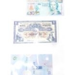 A post 2000 Gibraltar five pound note, a Royal Bank of Scotland blue one pound note, etc. (3)