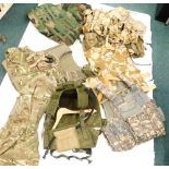 Various army camouflage and khaki army jackets, field jackets, three quarter length, etc., with vari