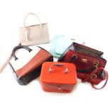 Various evening bags, Radley London in cream, with outer pouch, various other evening bags, laptop c