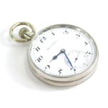 A Paul Buhre silver plated pocket watch, with 6cm diameter Arabic dial, in plain case with outer box