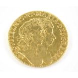 A William and Mary gold full guinea, 1691 shield back.