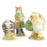 A Beswick Beatrix Potter figure Simpkin, Mother Ladybird, and Mr Alderman Ptolemy, 9cm high, printed