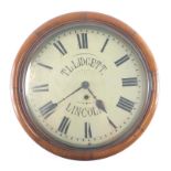 T. L. Lidgett, Lincoln. A 19thC mahogany wall clock, with 29cm diameter Roman numeric dial, in plain