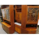 Two similar mahogany room units with glazed doors, fall front door, etc. WARNING! This lot contains