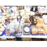 A quantity of ceramics, a pair of bowls, each decorated with a child, dressing table set, silver pla