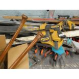 A quantity of sash clamps and other clamps, etc.