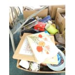 Household China and effects, sampler, cash tin, soft toys, ash trays, camera, etc. (a quantity)