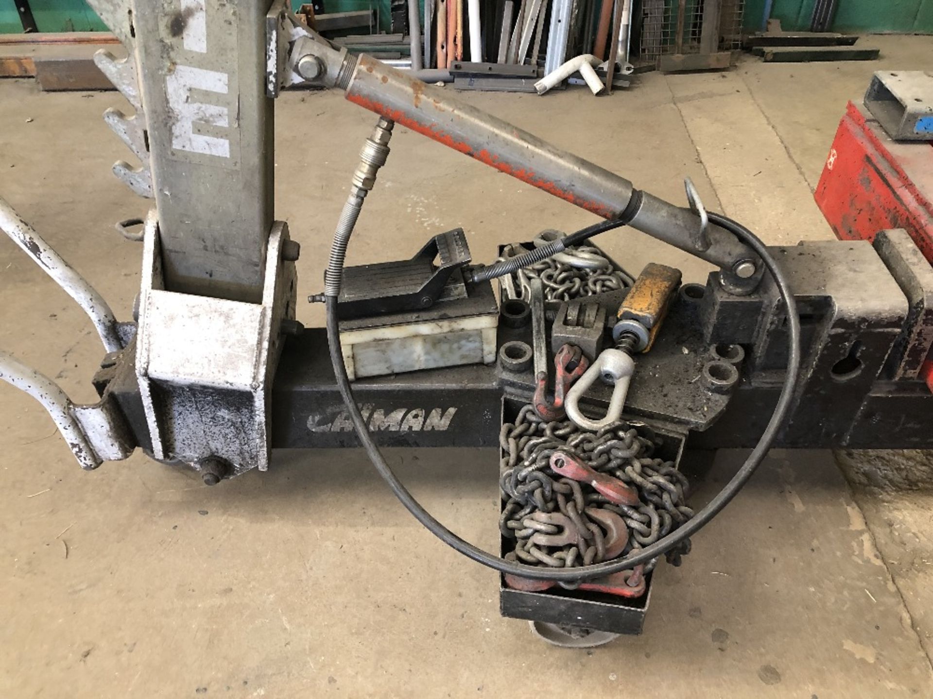 A Celette body jig, with beams and towers and a Calman dozer. - Image 2 of 7