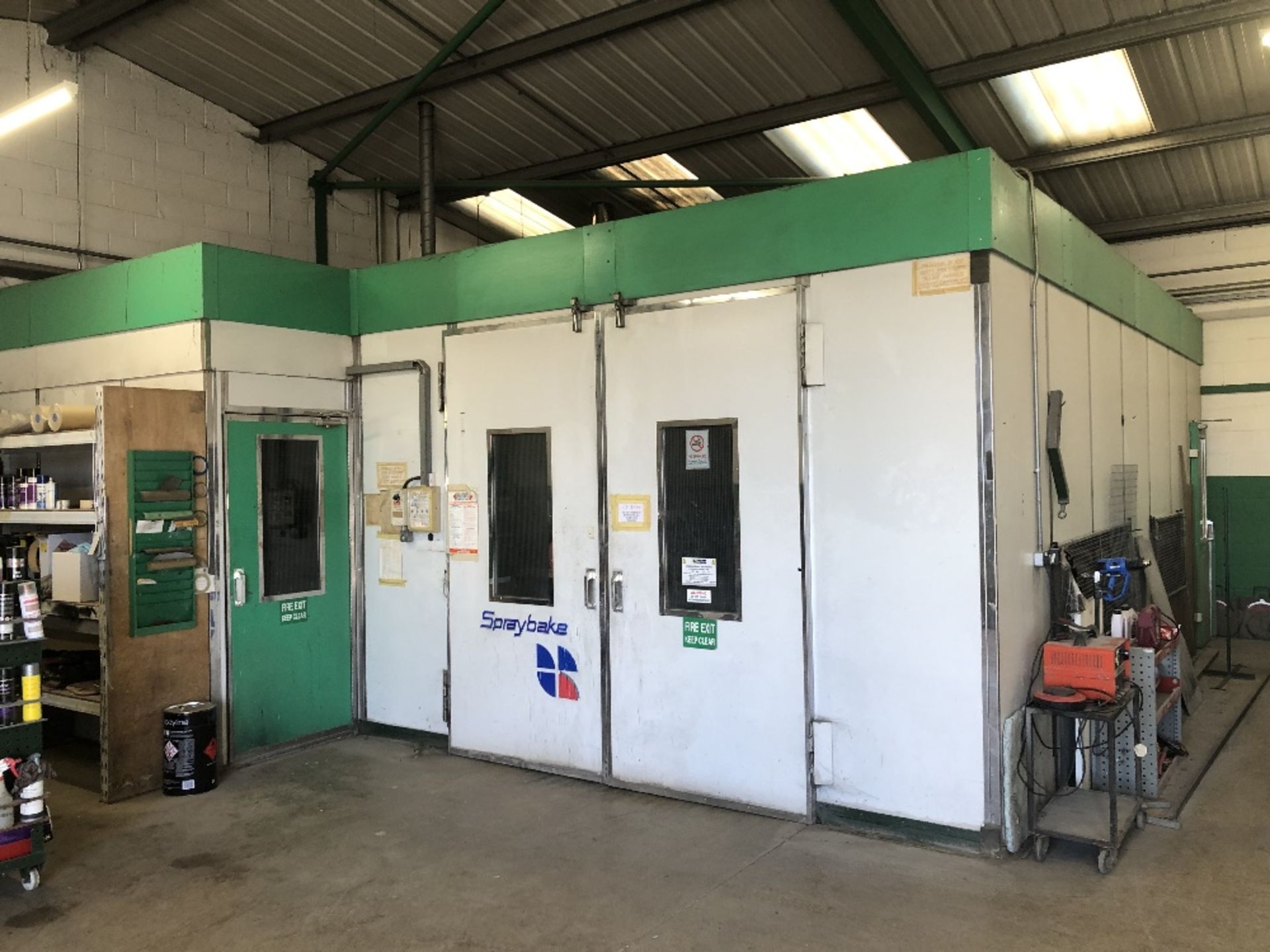 A Spraybake green spraying booth,