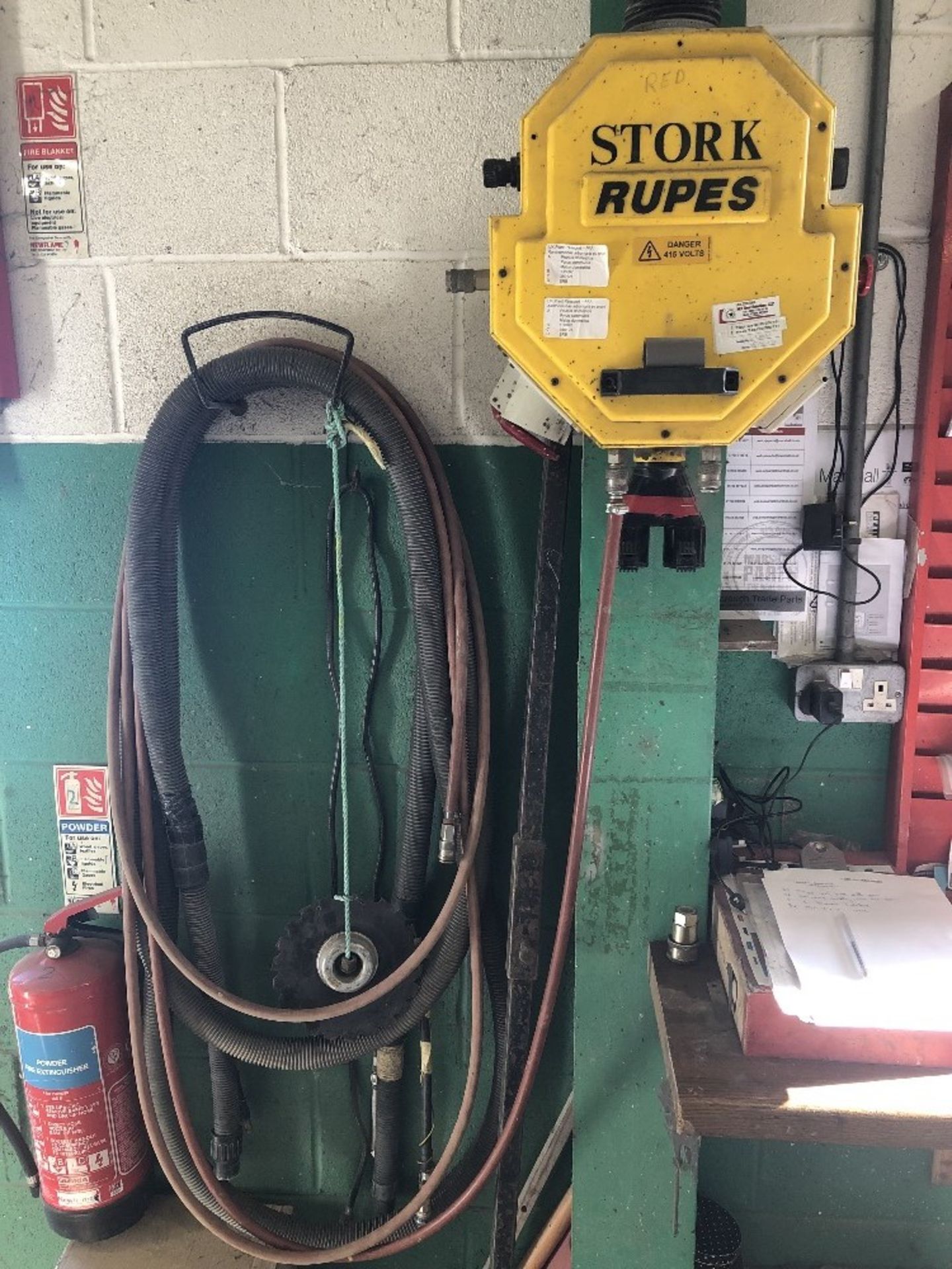 A Rupes S400E dust extractor, 3 phase, with five drops with hoses and 54m of pipe. - Image 2 of 3