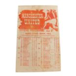 Football programme, Manchester United 1945-6 v. Burnley.