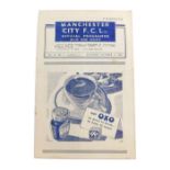 Football programme, Manchester City 1946 v. Sheffield Wednesday.