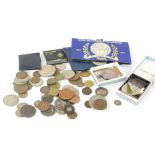Various coins, German 1792 schilling, medallions, pre-decimal and other decimal coins, Elizabeth II
