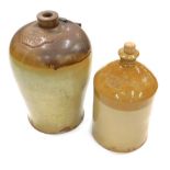 An early 20thC two coloured stoneware jar, impressed Stephen A Harrison Lincoln, stamped 1 gall, wit