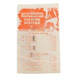 Football programme, Manchester United 1944-5 v. Bolton Wanderers.