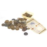 Various coins and banknotes, World used banknotes, GB low denomination pennies, other World coins, X